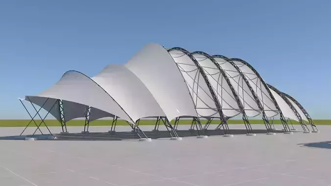 Tensile steel structure 3-parts 3D model