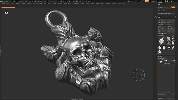 Skull Pendant 3d print model 10 3D print model