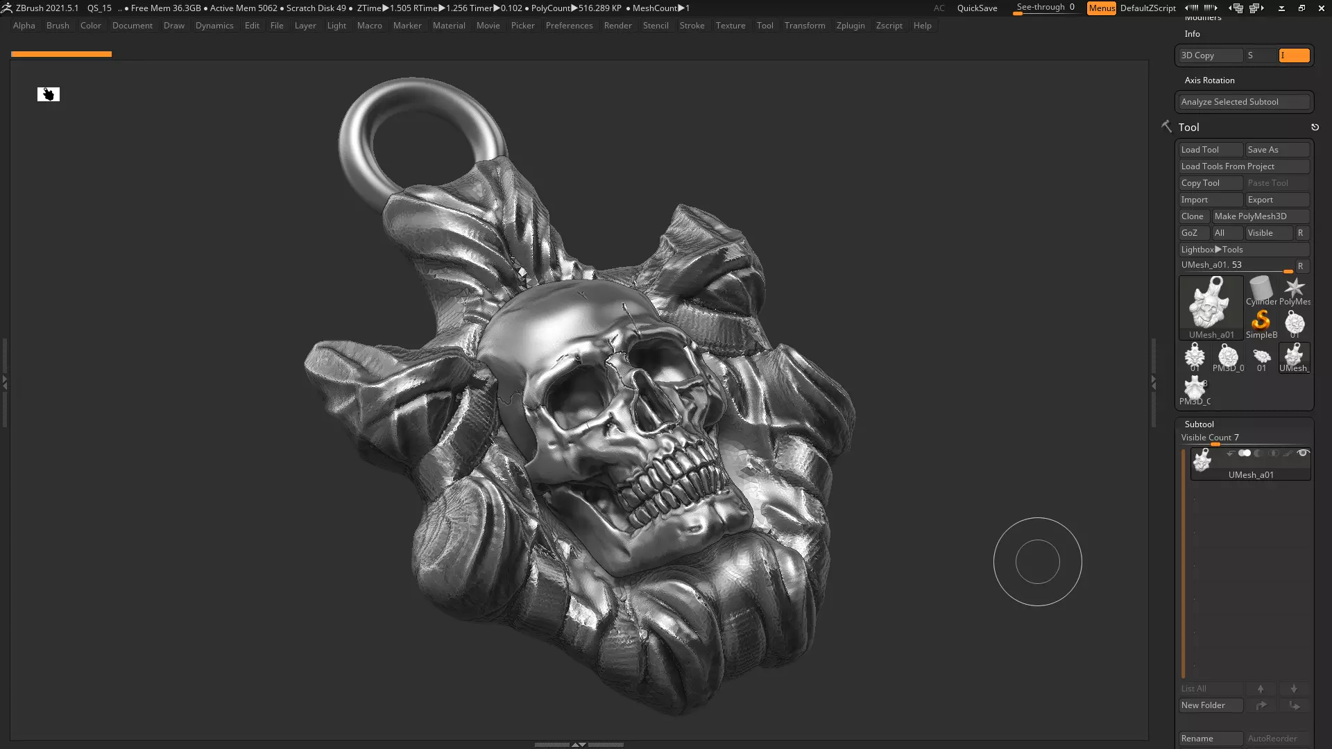 Skull Pendant 3d print model 10 3D print model_0