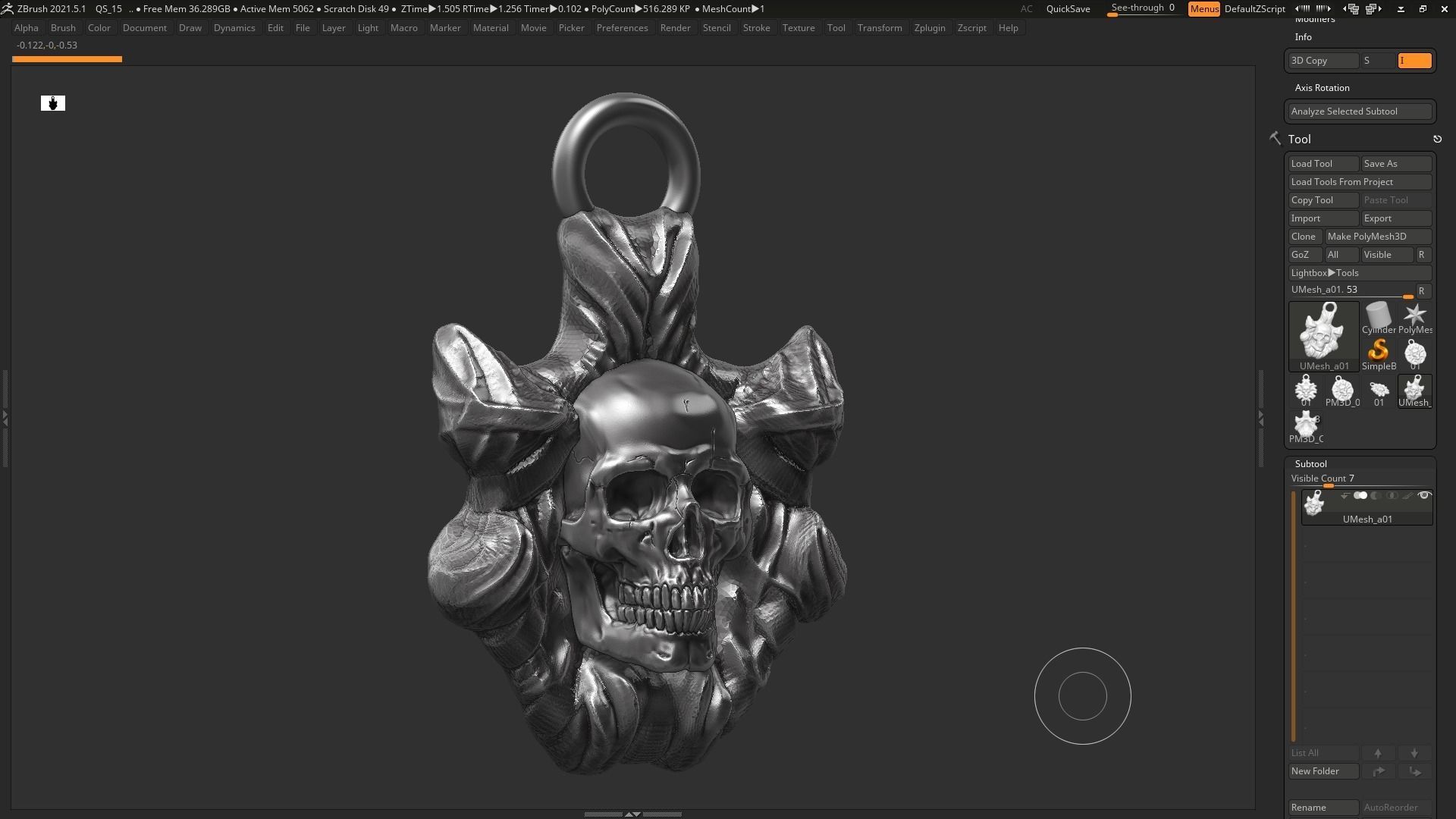Skull Pendant 3d print model 10 3D print model_5