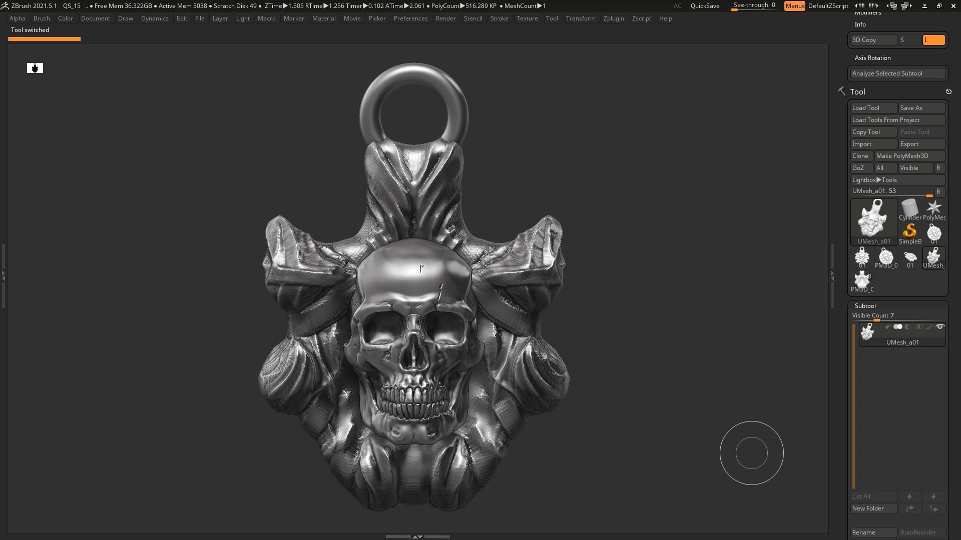 Skull Pendant 3d print model 10 3D print model_3