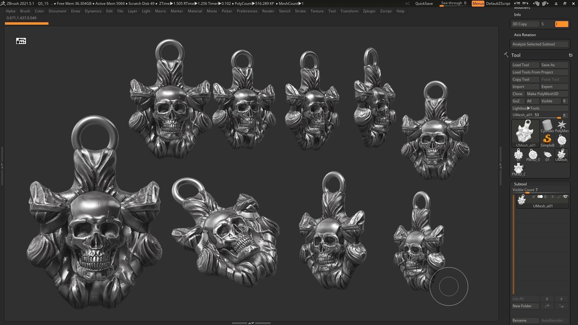 Skull Pendant 3d print model 10 3D print model_2