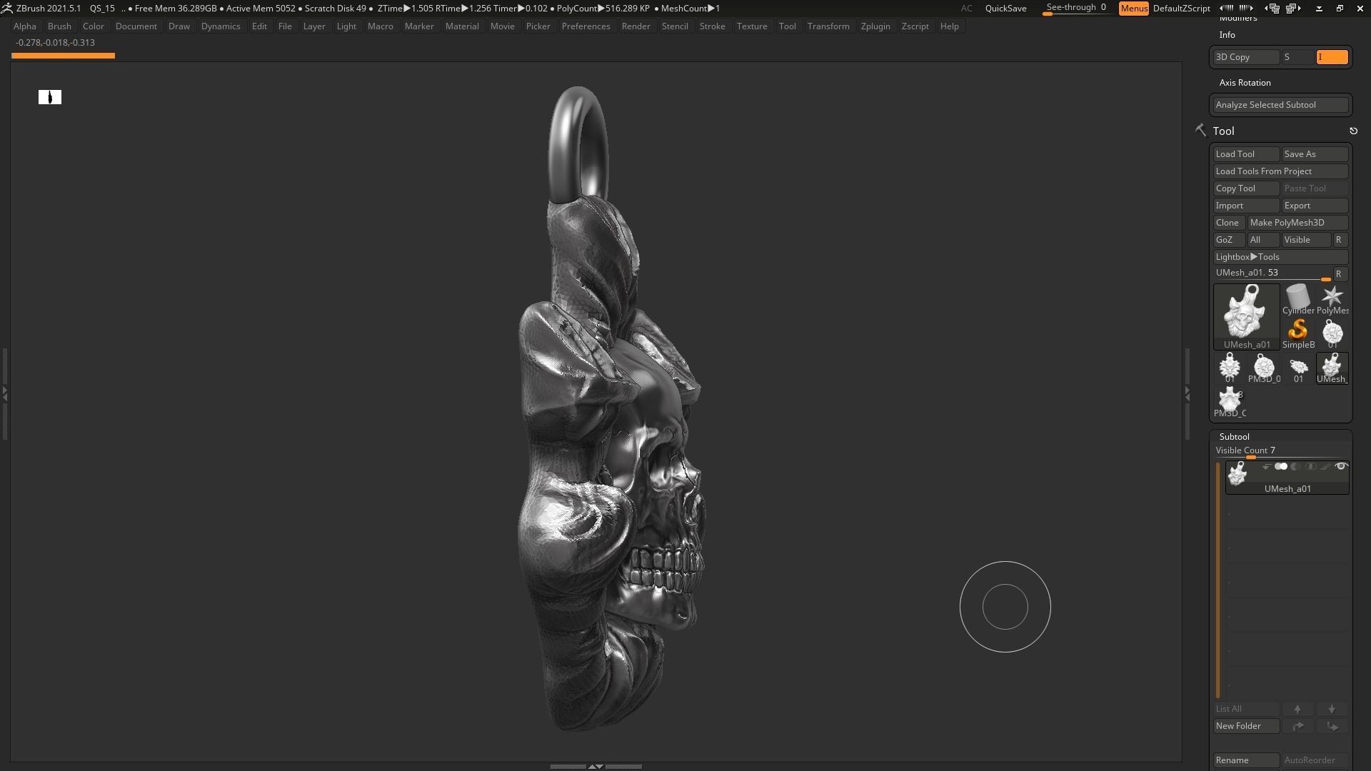 Skull Pendant 3d print model 10 3D print model_7