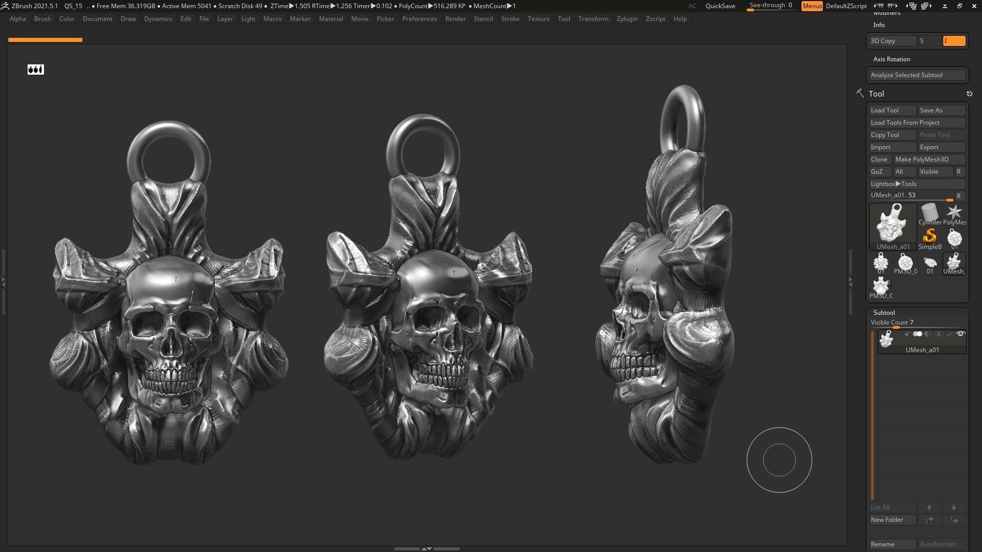 Skull Pendant 3d print model 10 3D print model_1