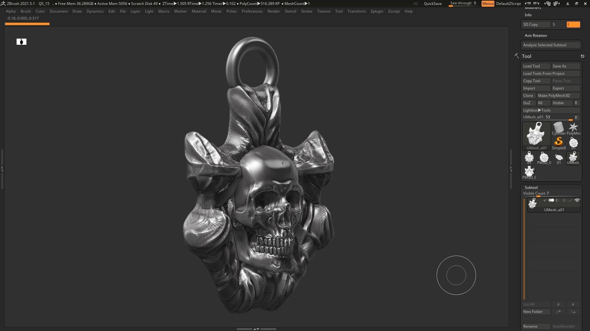 Skull Pendant 3d print model 10 3D print model_6