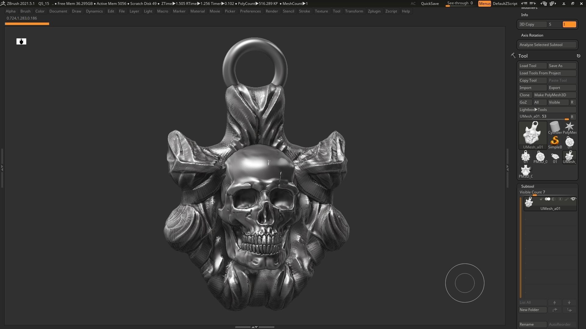 Skull Pendant 3d print model 10 3D print model_4