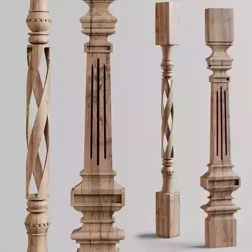 ballustrades wooden column with carvings