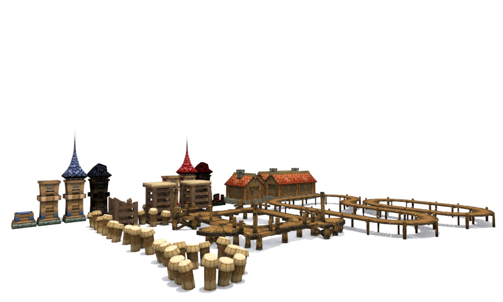 Modeling game on water Low-poly 3D model_6