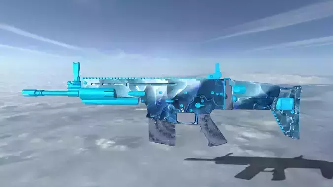 Scar L airsoft rifle in sky Low-poly 3D model