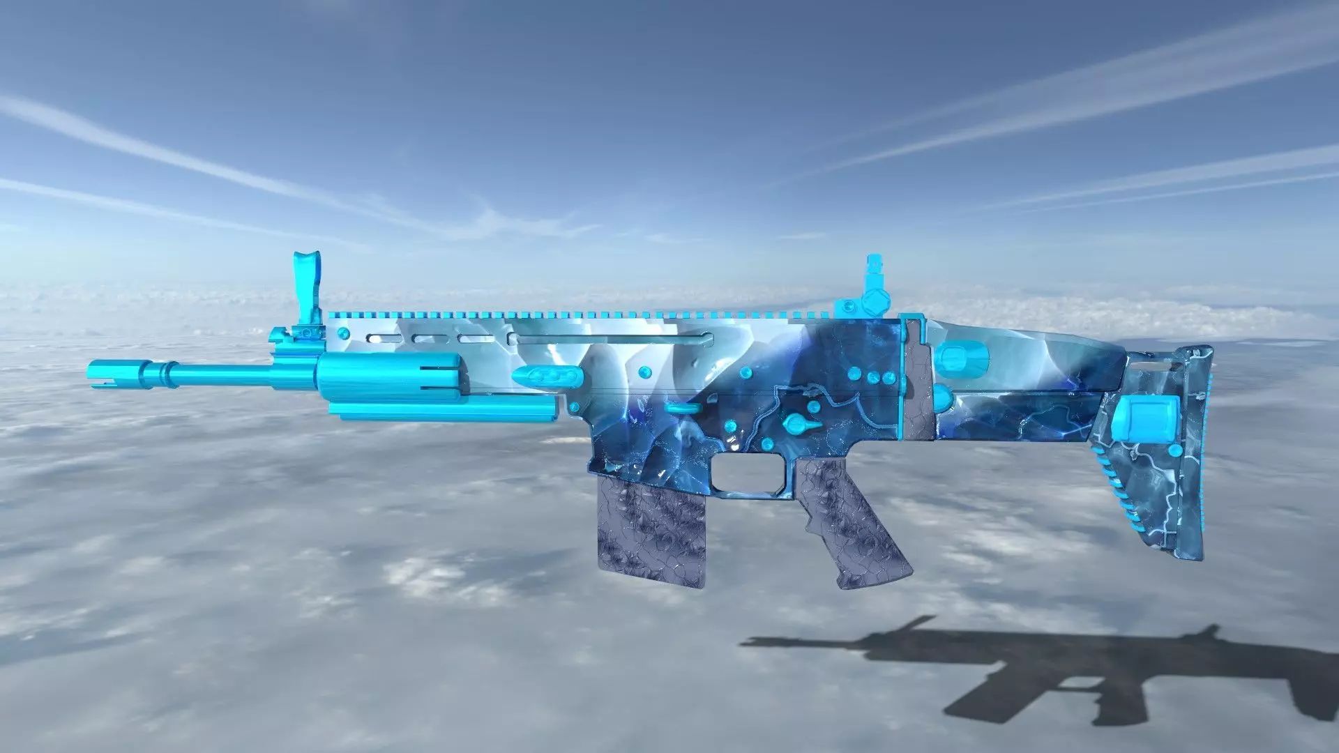 Scar L airsoft rifle in sky Low-poly 3D model