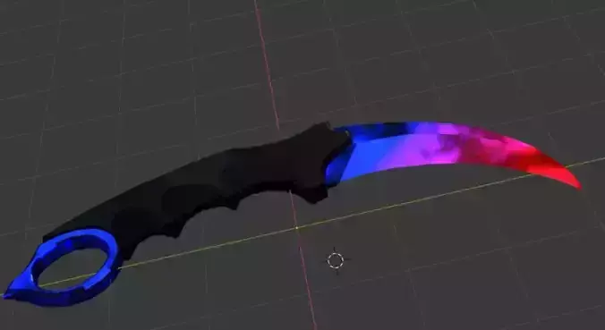 Stylized karambit knife Weapon with gradient PBR low poly 