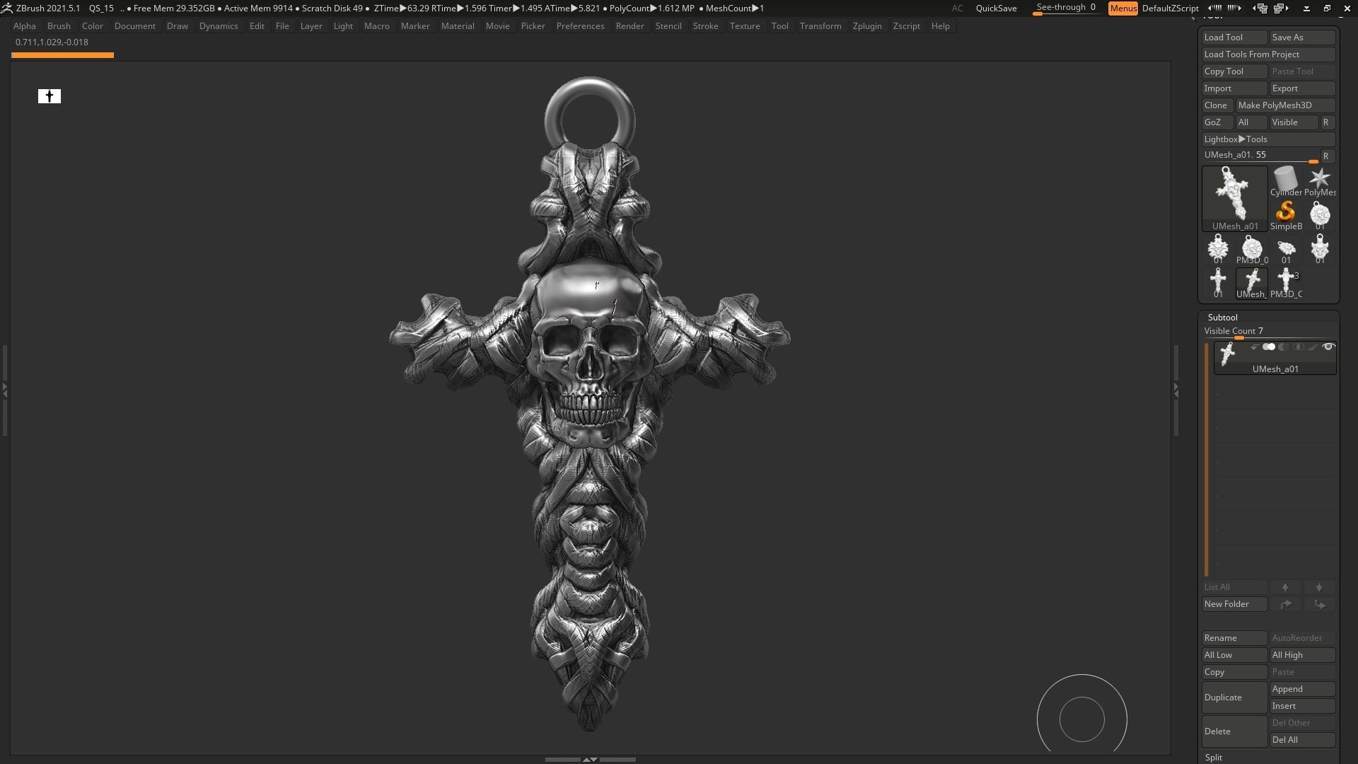 Skull cross Pendant 3d print model 12 3D print model_2