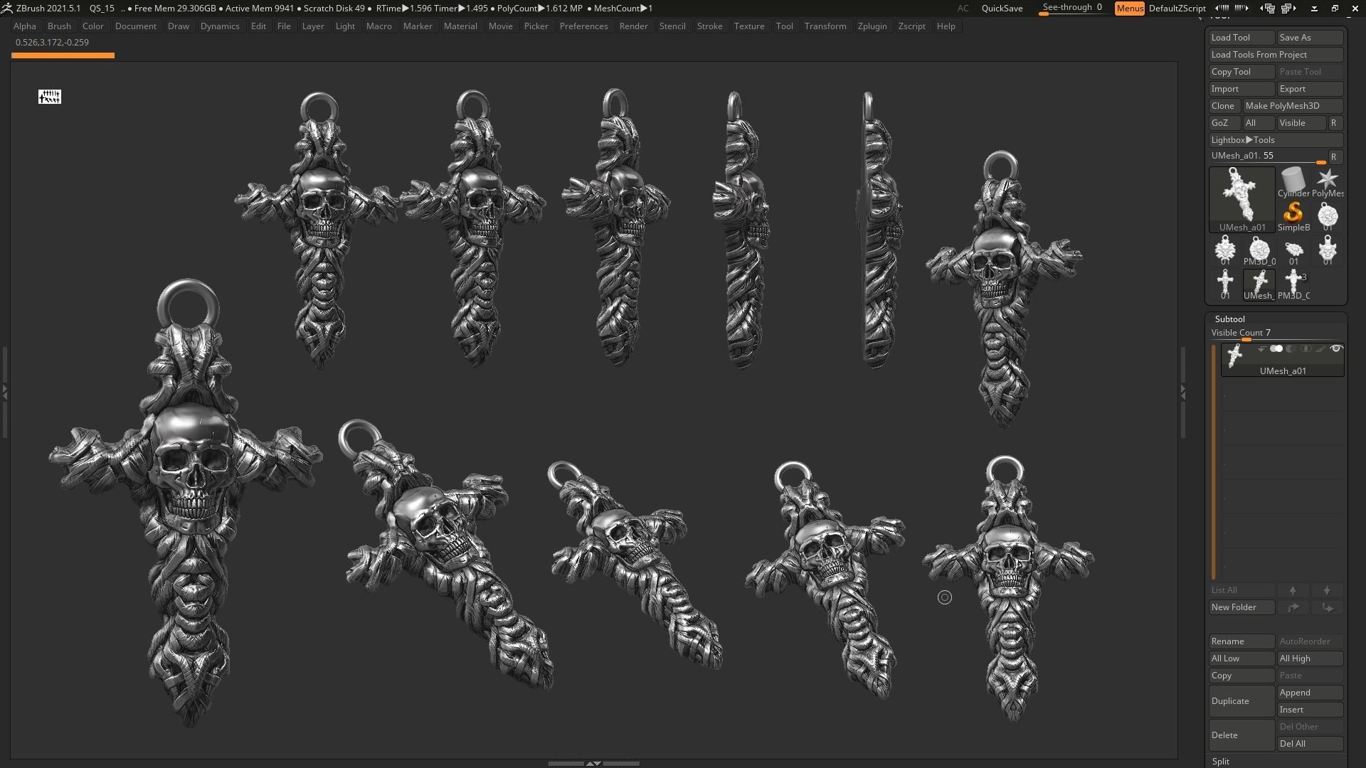 Skull cross Pendant 3d print model 12 3D print model_4