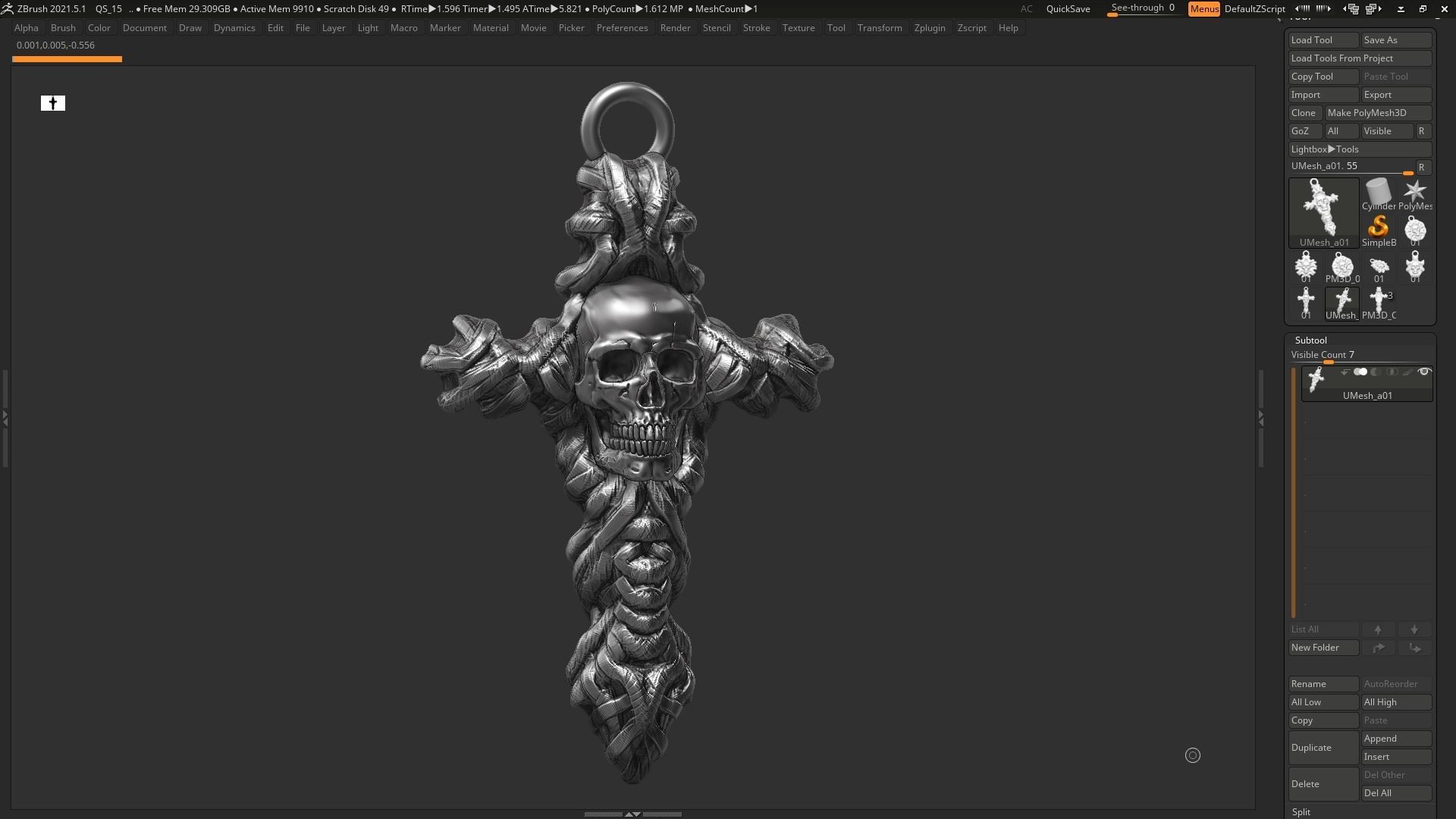 Skull cross Pendant 3d print model 12 3D print model_3