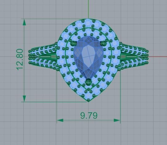 pear emerald and diamond ring 3D print model_5