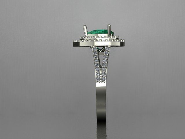 pear emerald and diamond ring 3D print model_3