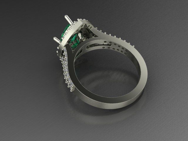 pear emerald and diamond ring 3D print model_2