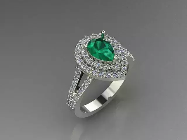 pear emerald and diamond ring