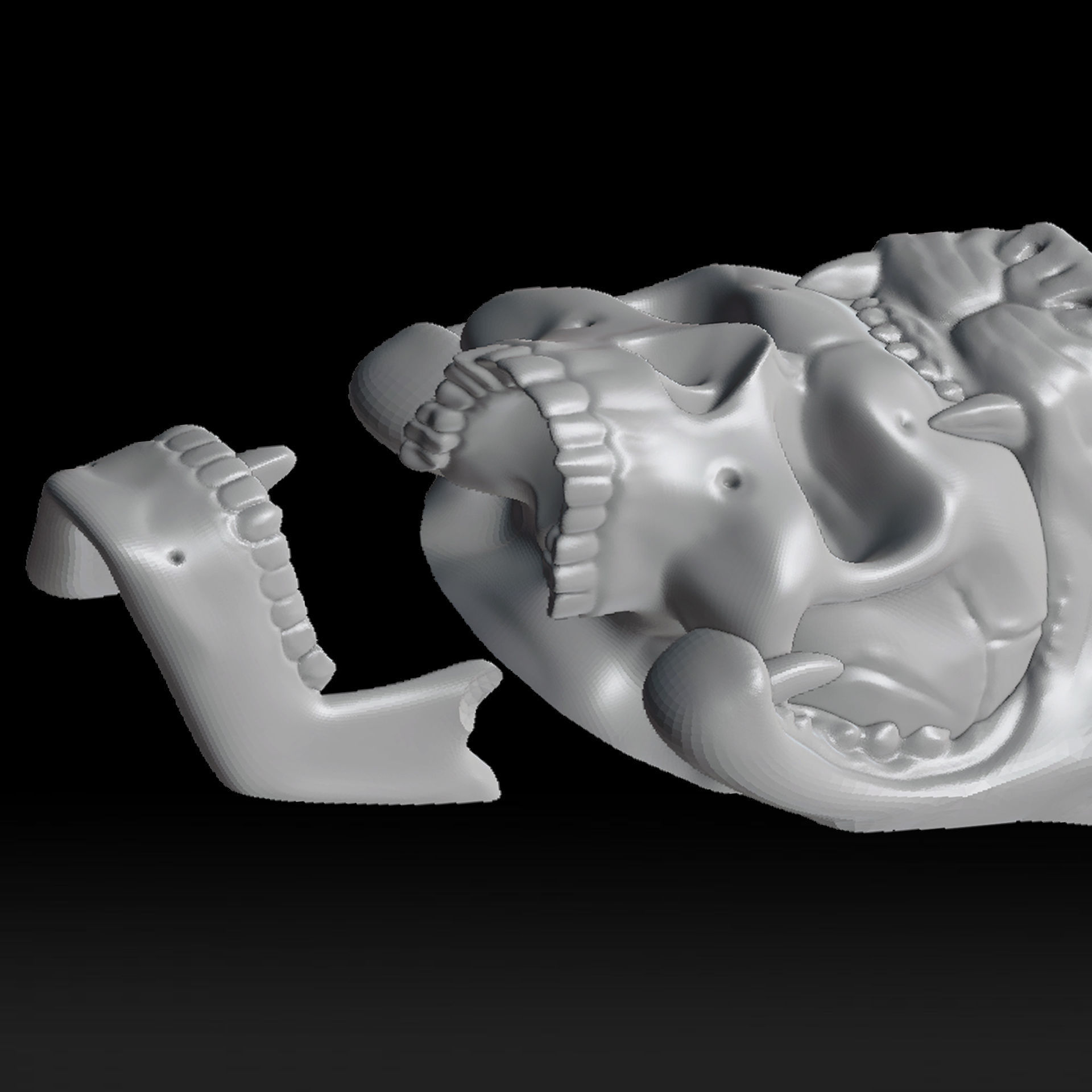 Wolf head with human skull Wall Decoration 3D print model 3D model 3D ...