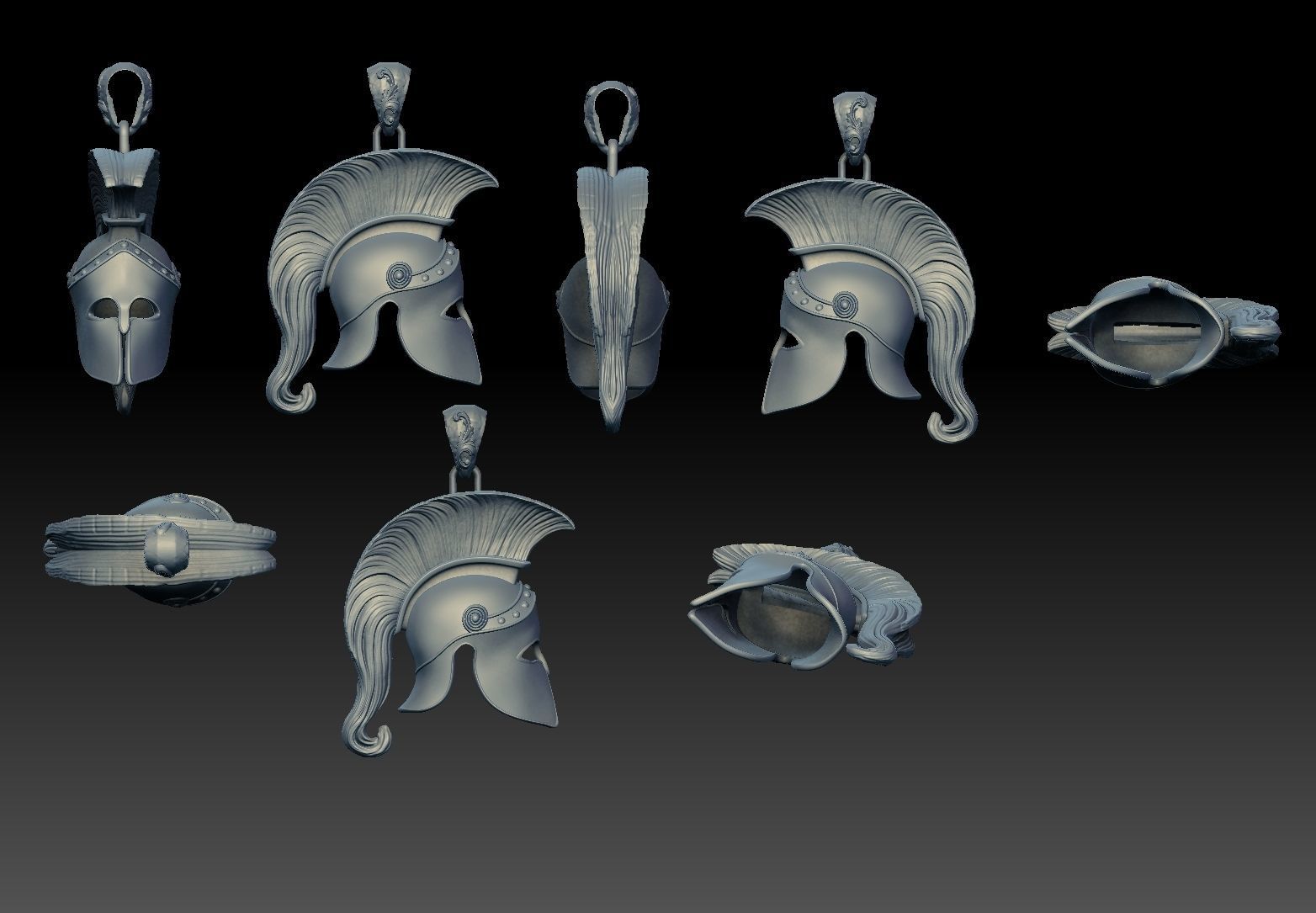 spartan Corinthian  Greek  helmet pendant  3D print model_9