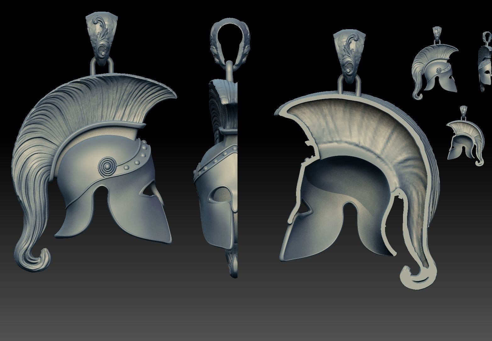 spartan Corinthian  Greek  helmet pendant  3D print model_11
