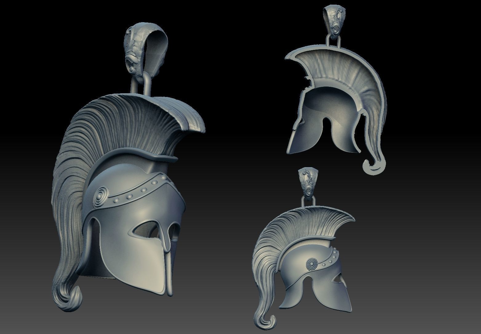 spartan Corinthian  Greek  helmet pendant  3D print model_2