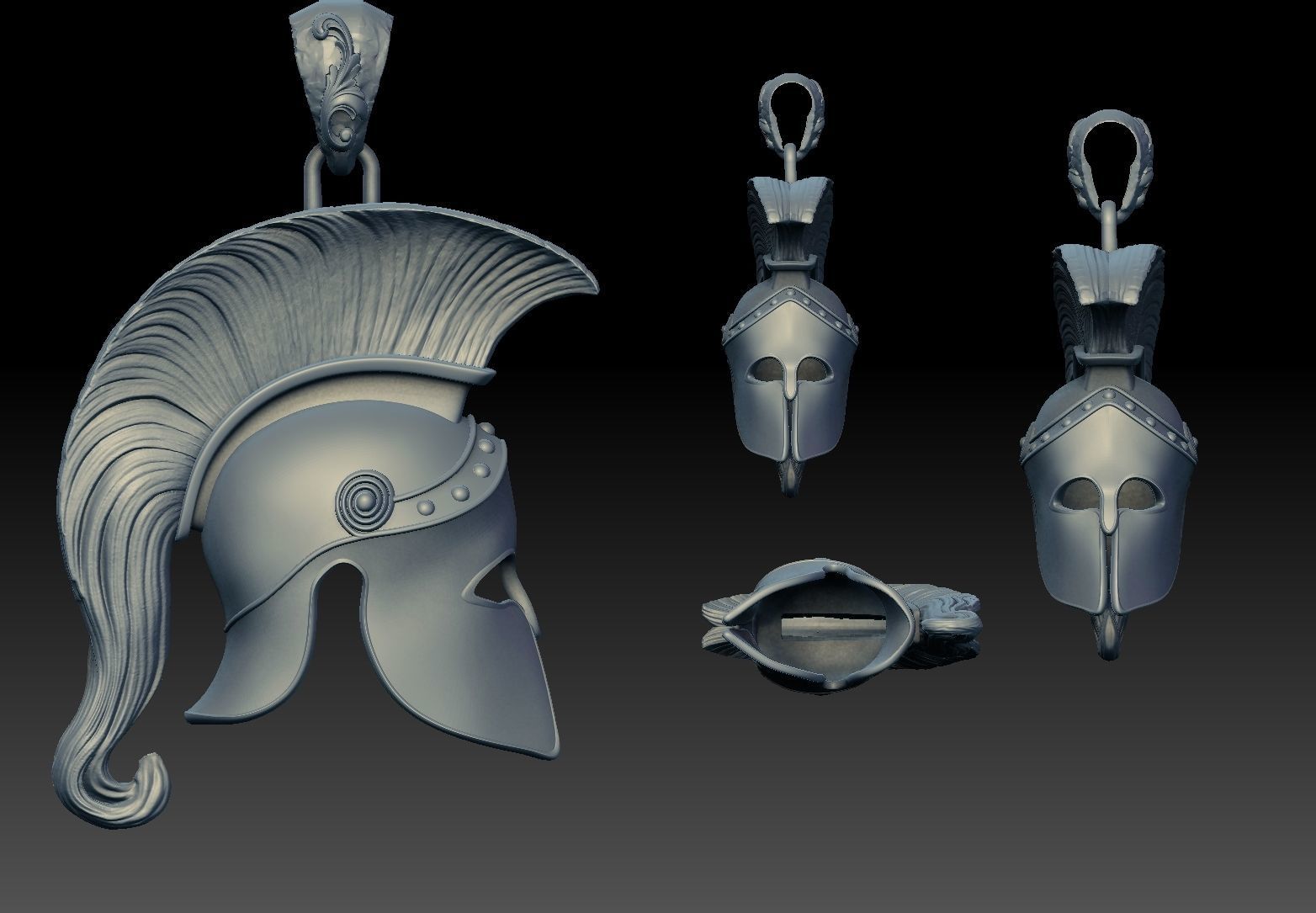 spartan Corinthian  Greek  helmet pendant  3D print model_3