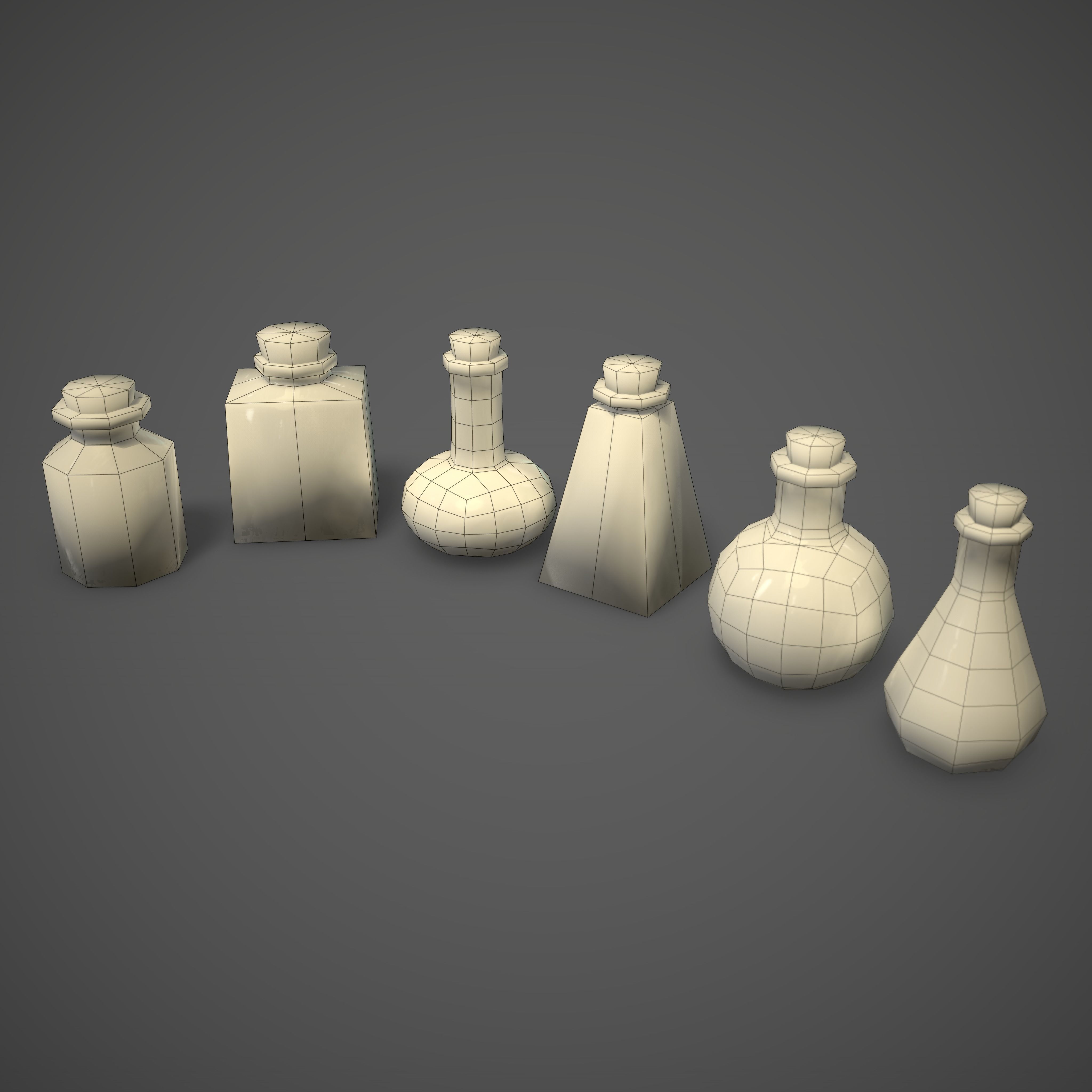 Stylized low poly potions 3d models Low-poly 3D model_4