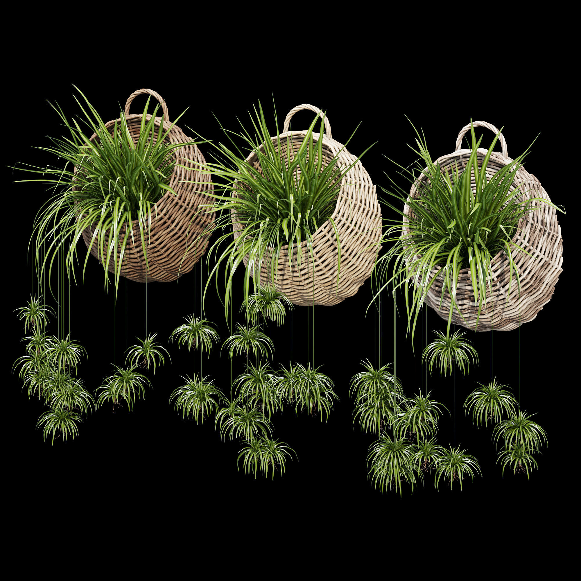 Wicker basket three 3D model_11