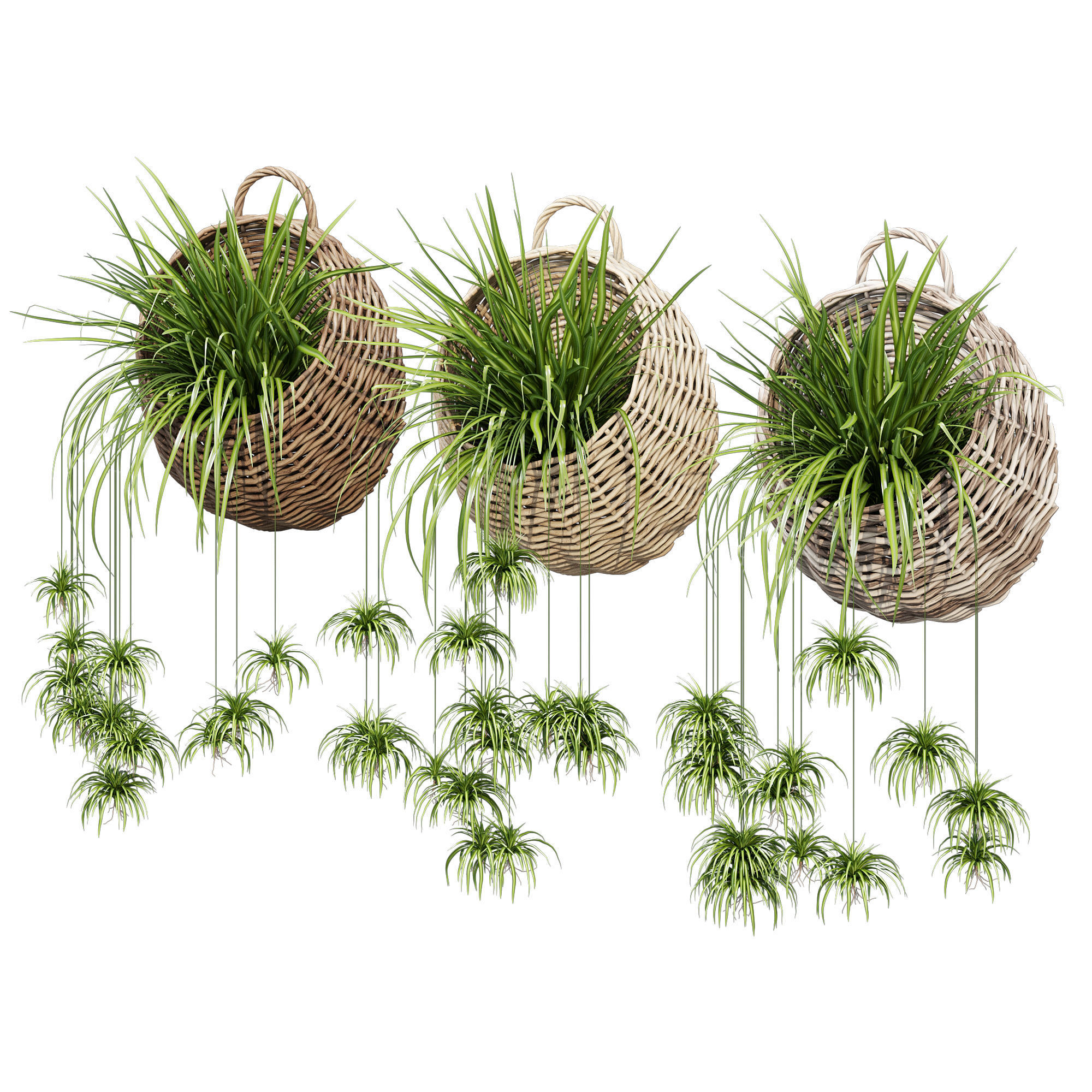 Wicker basket three 3D model_2