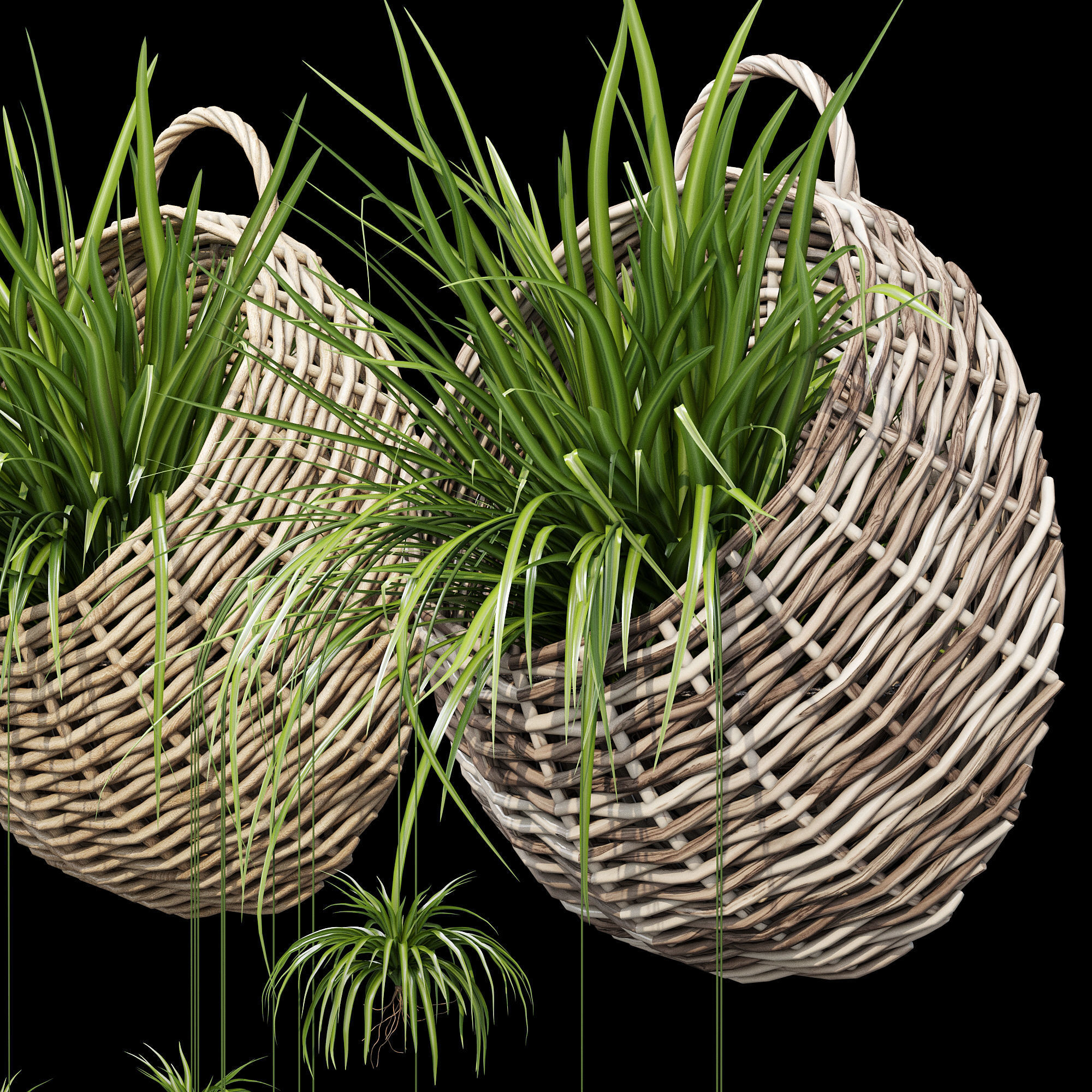 Wicker basket three 3D model_13