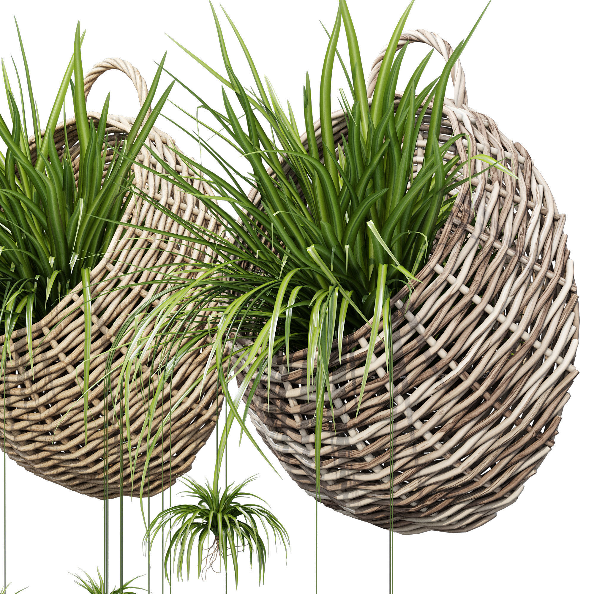 Wicker basket three 3D model_6