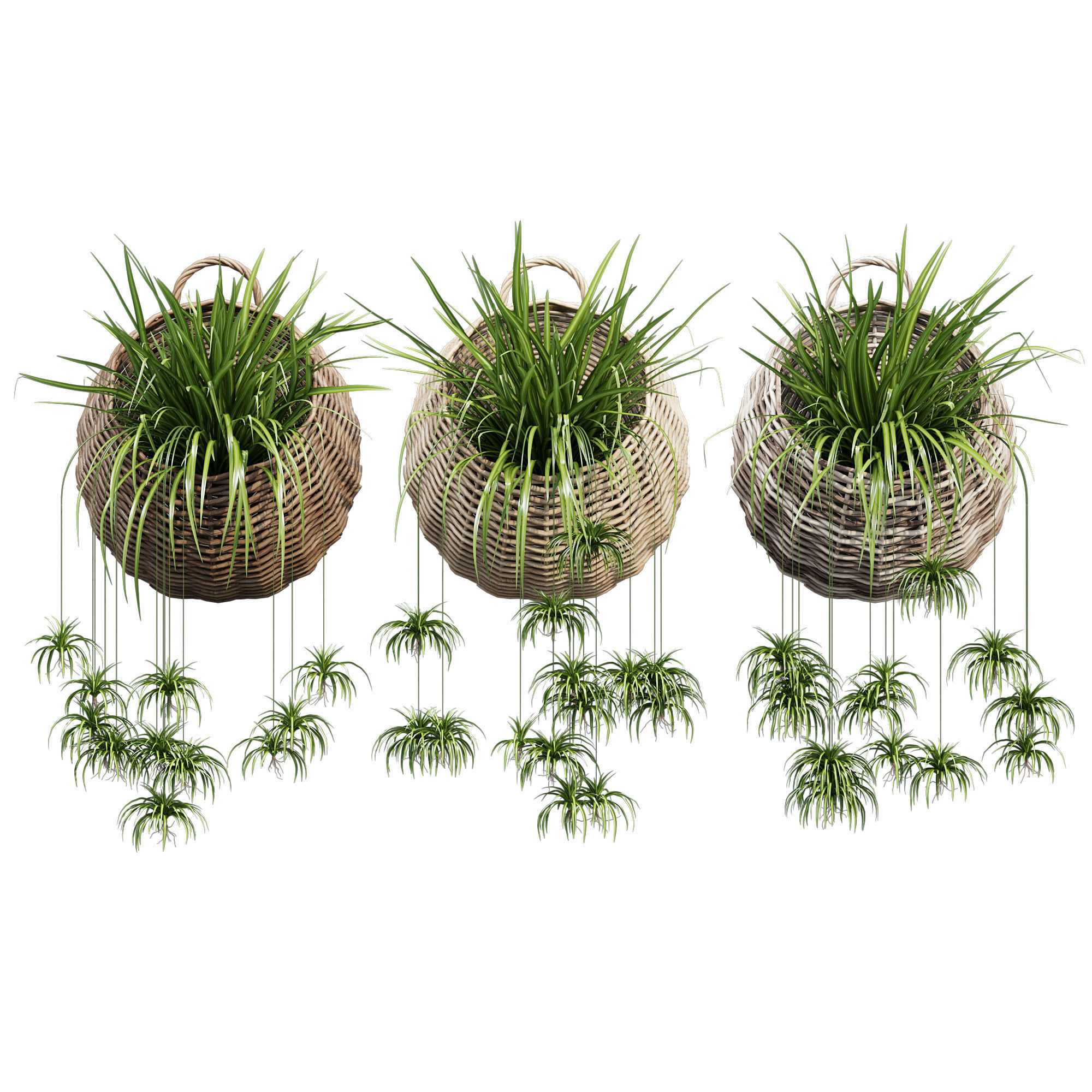 Wicker basket three 3D model_1