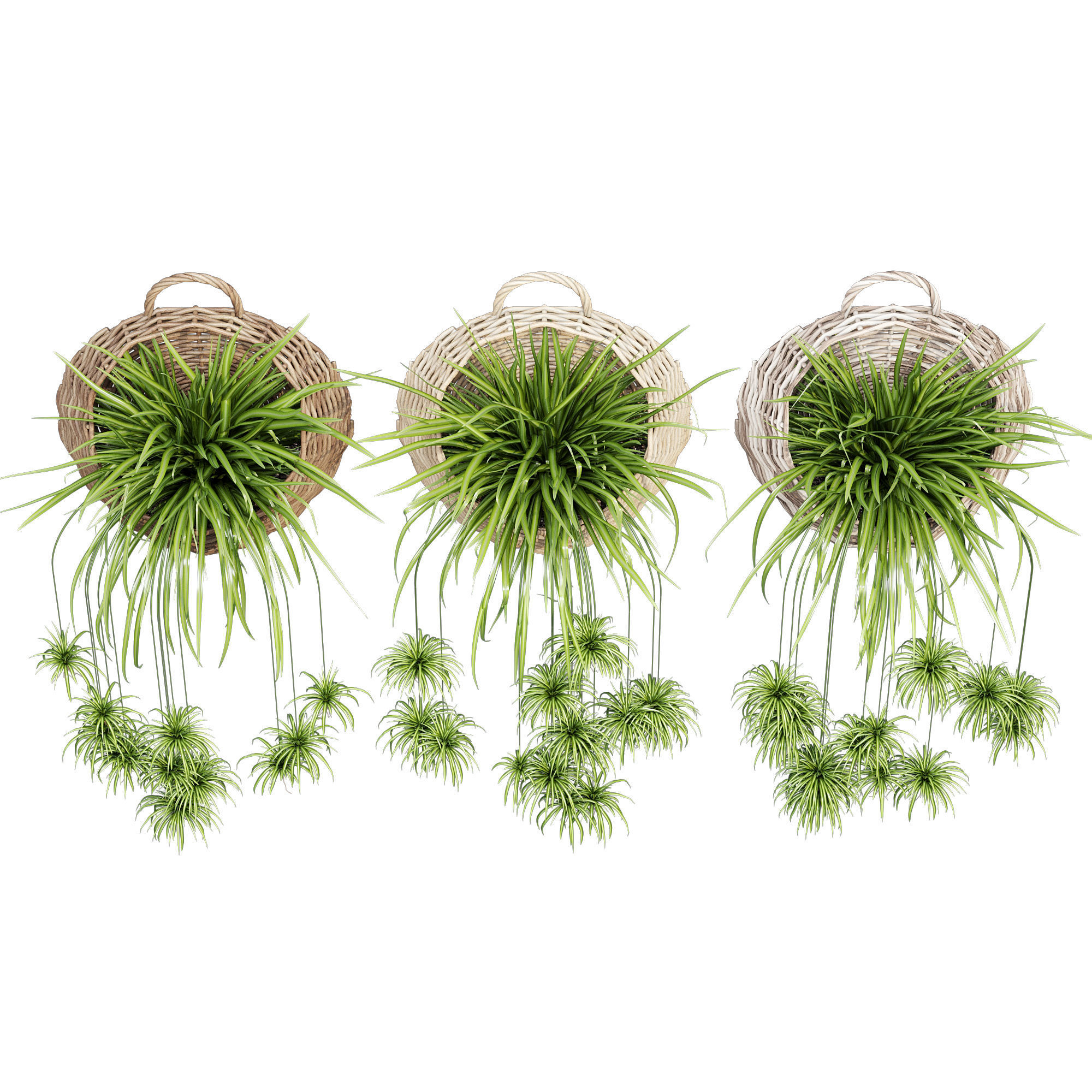 Wicker basket three 3D model_4