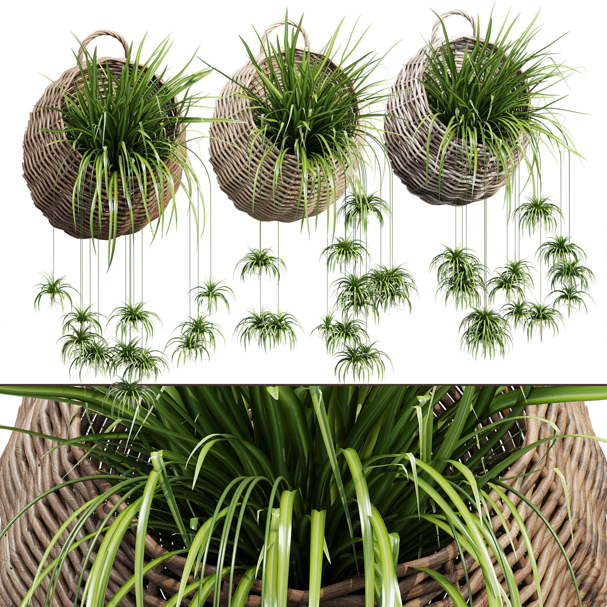 Wicker basket three 3D model_3