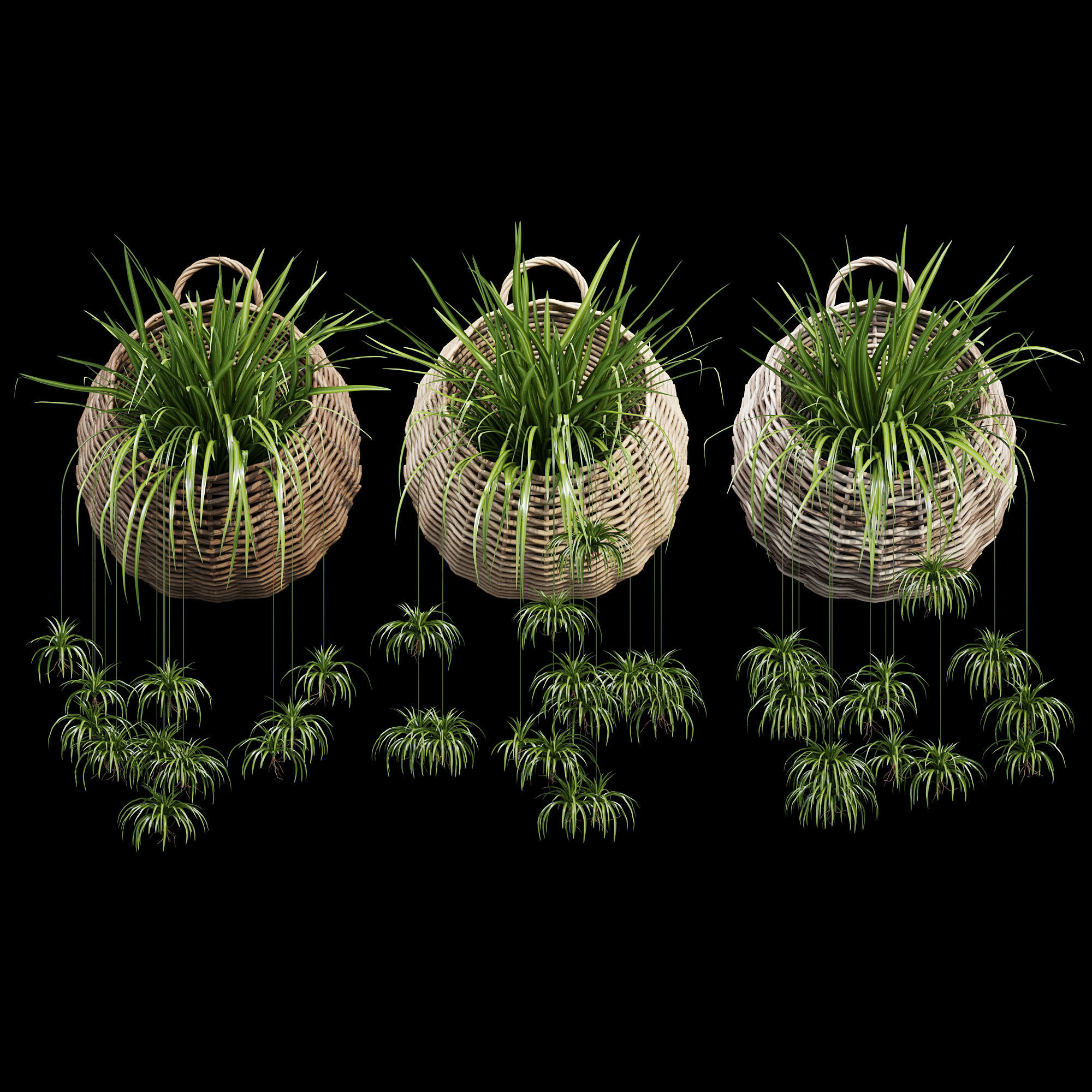 Wicker basket three 3D model_8