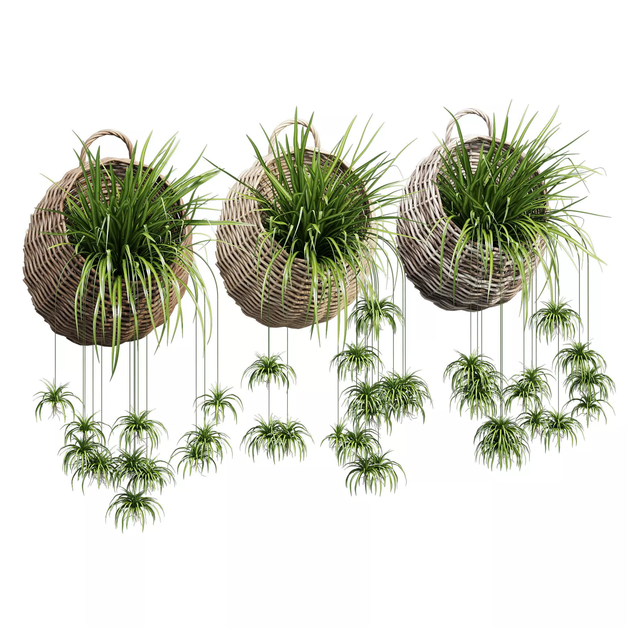 Wicker basket three 3D model_0