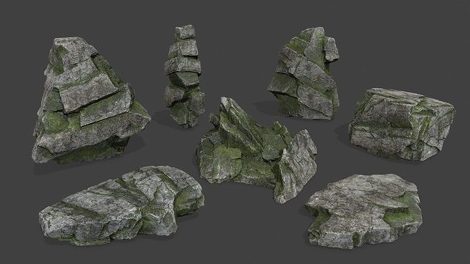 Rock Set Low-poly 3D model