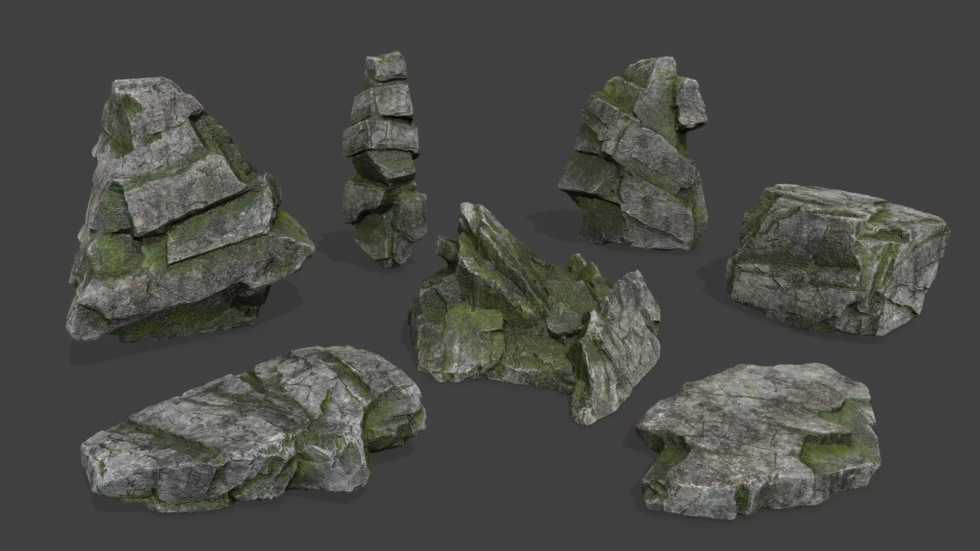 Rock Set Low-poly 3D model_0