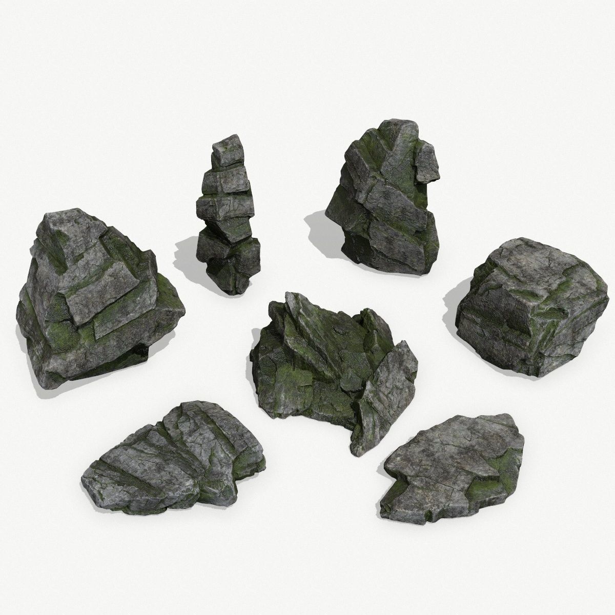 Rock Set Low-poly 3D model_1