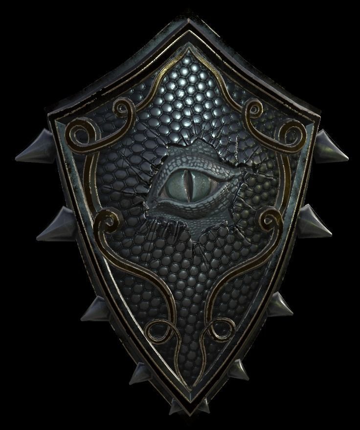 Shield with eye low poly 6 texture options and high poly Low-poly 3D model_14