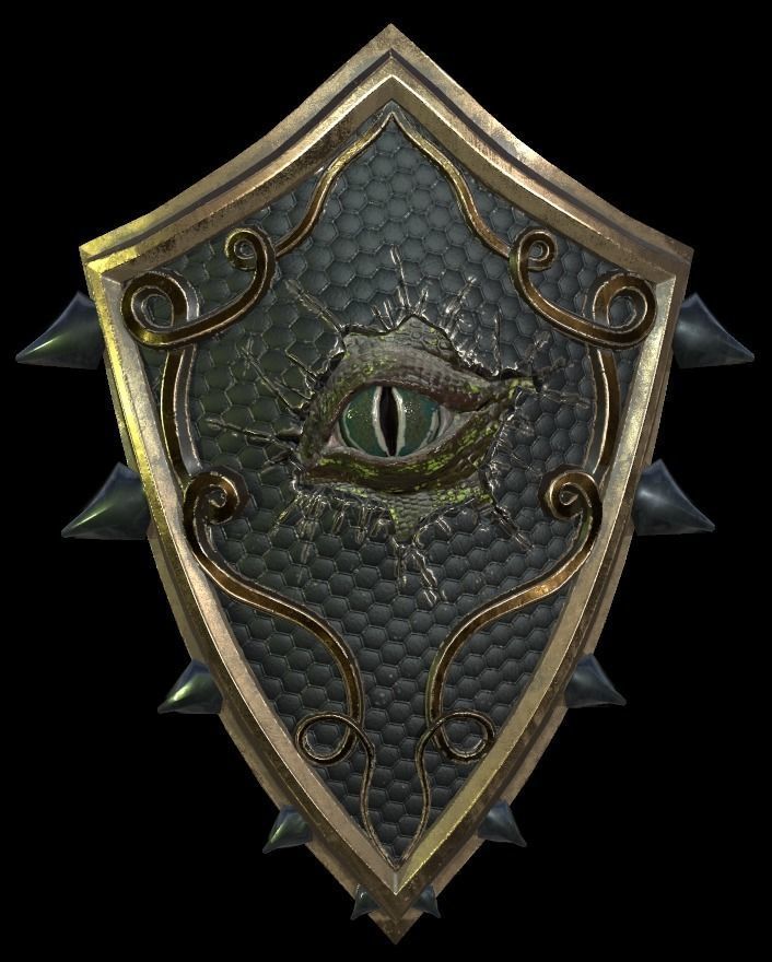 Shield with eye low poly 6 texture options and high poly Low-poly 3D model_24