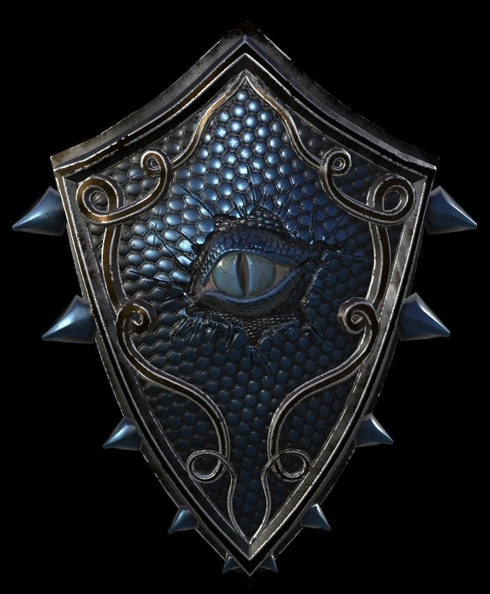 Shield with eye low poly 6 texture options and high poly Low-poly 3D model_32