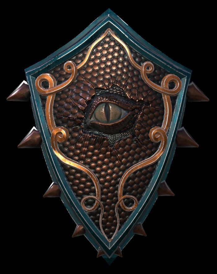 Shield with eye low poly 6 texture options and high poly Low-poly 3D model_48