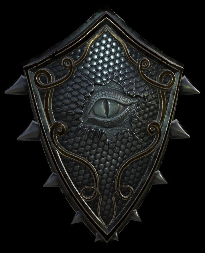 Shield with eye low poly 6 texture options and high poly Low-poly 3D model_13