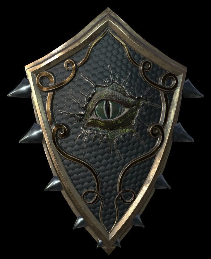 Shield with eye low poly 6 texture options and high poly Low-poly 3D model_23