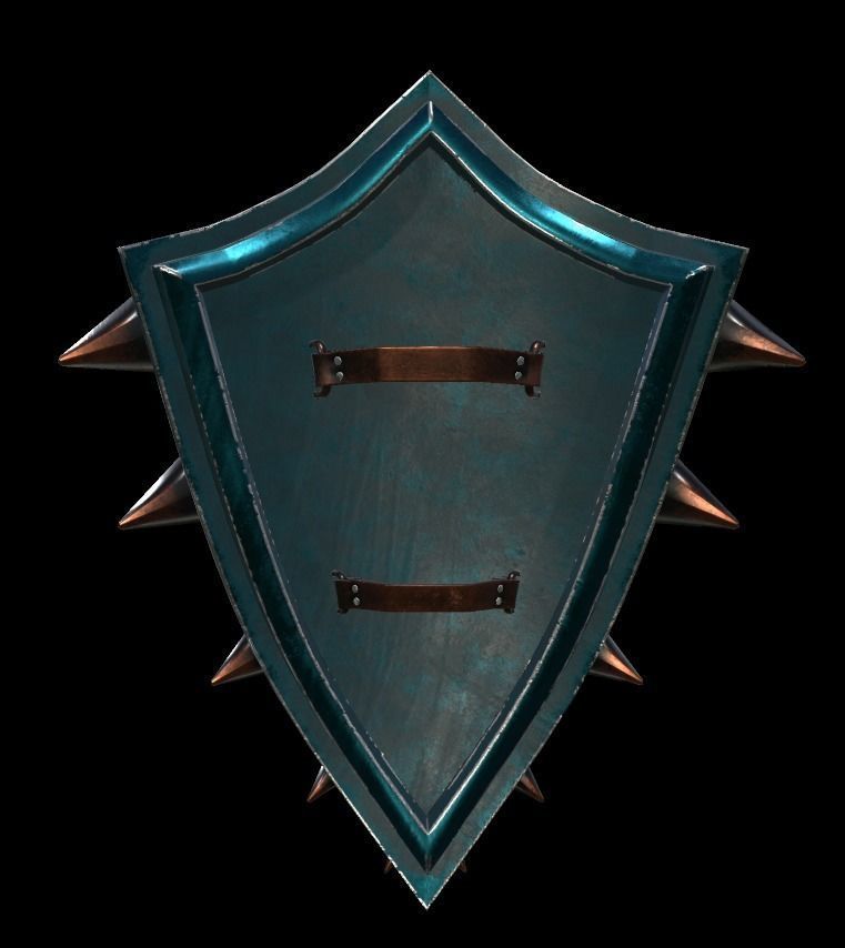 Shield with eye low poly 6 texture options and high poly Low-poly 3D model_44