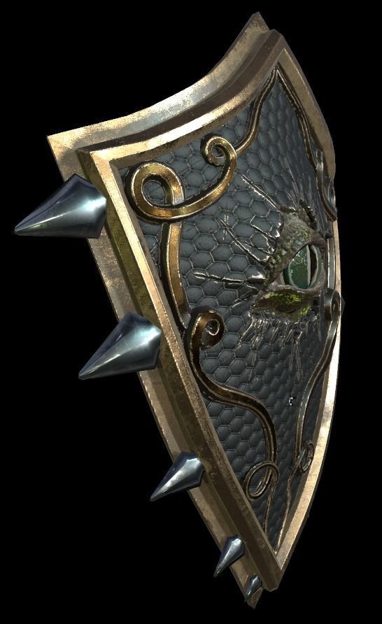Shield with eye low poly 6 texture options and high poly Low-poly 3D model_19