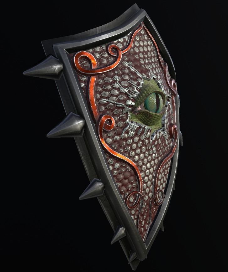 Shield with eye low poly 6 texture options and high poly Low-poly 3D model_55