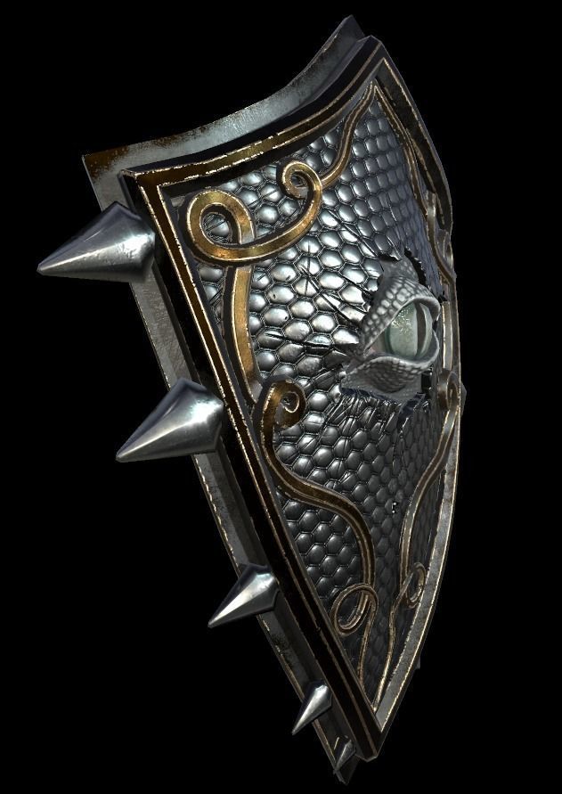 Shield with eye low poly 6 texture options and high poly Low-poly 3D model_10